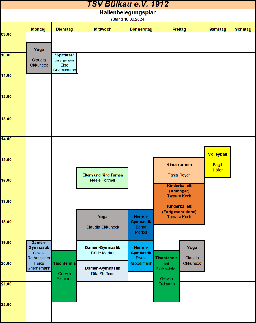 Hallenbelegungsplan